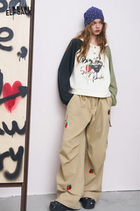 ELFSACK Soft Strawberry Stitch Detail Adjustable Drawcord Utility Pants