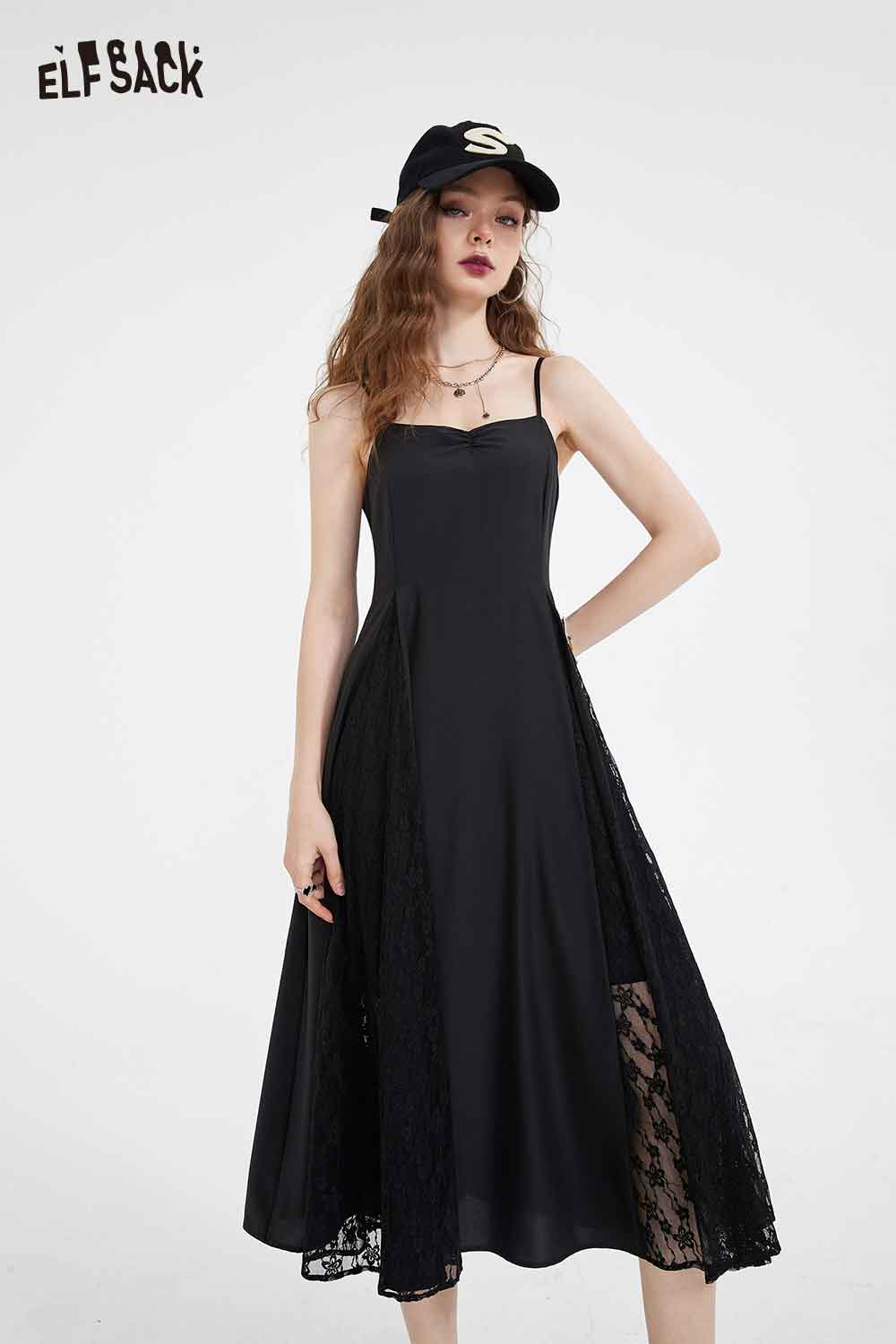 ELFSACK Soft Two Piece Slip Dopamine Sleeveless Dress