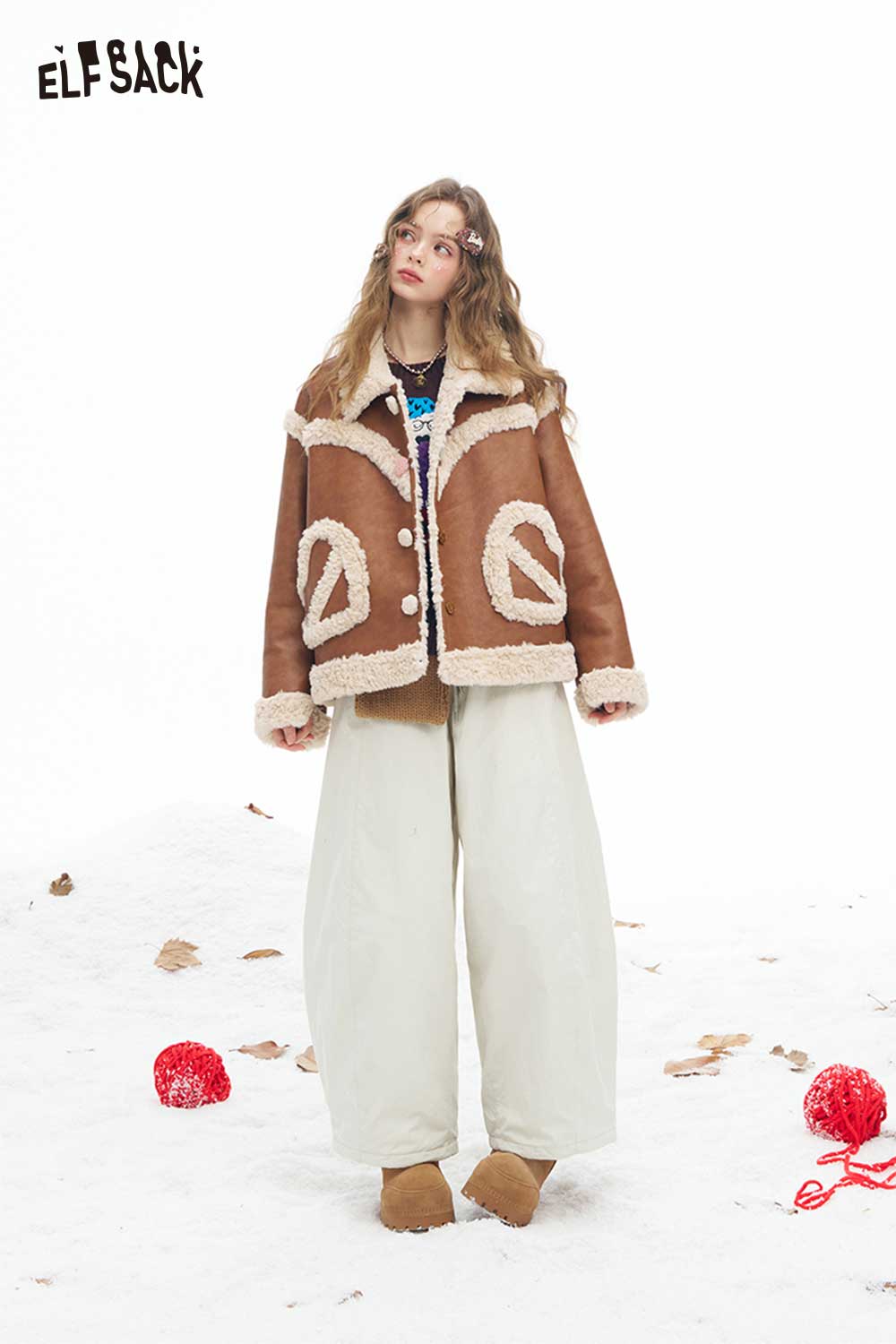 ELFSACK Soft Minimalist Casual Loose Solid Wide Leg Pants