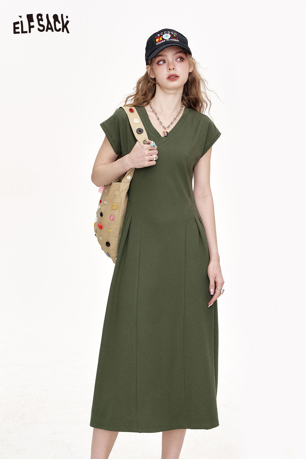 ELFSACK Stretch Jersey Cap Sleeve T-shirt Dress