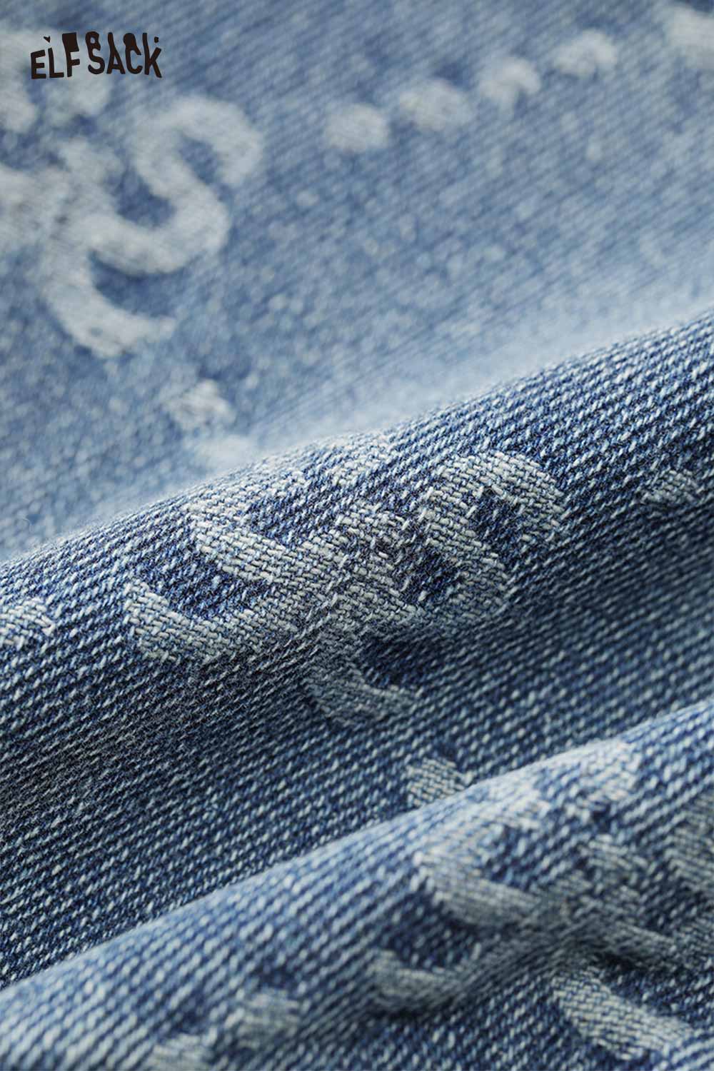 ELFSACK Sweet Cool Vintage Allover Jacquard Metal Button Cropped Denim Vest