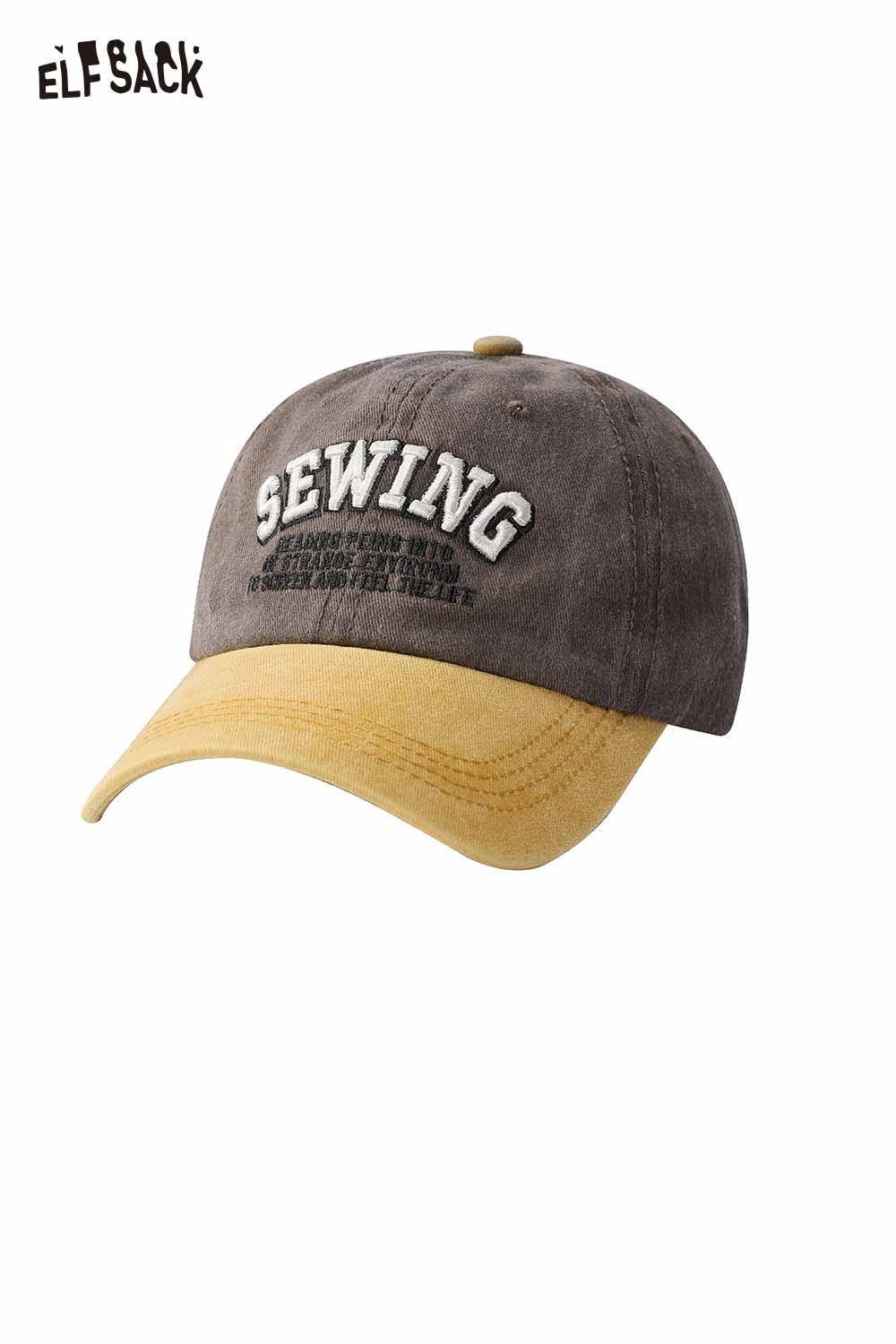 ELFSACK American Vintage Color Block Letter Embroidery Adjustable Baseball Cap