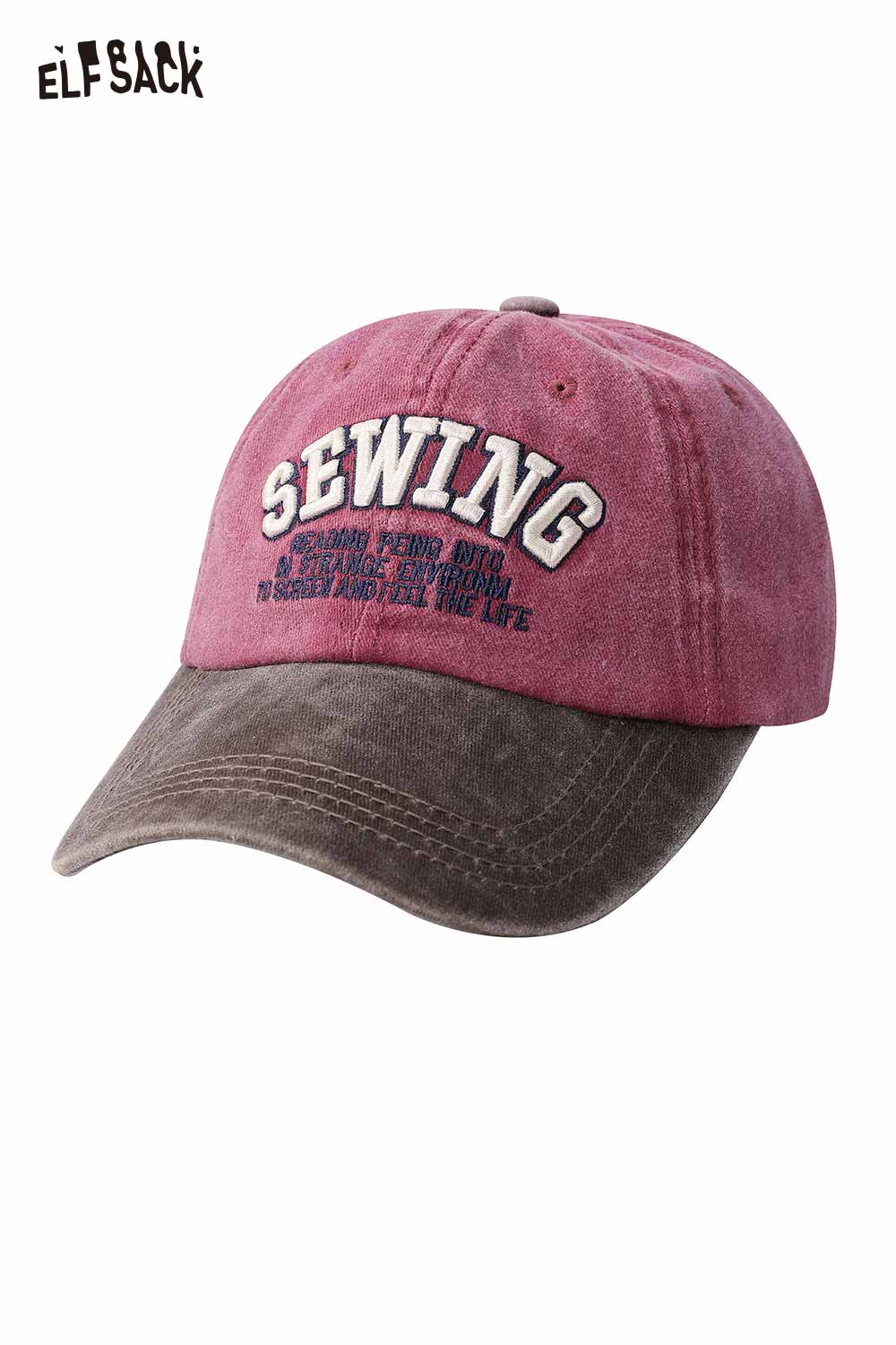 ELFSACK American Vintage Color Block Letter Embroidery Adjustable Baseball Cap