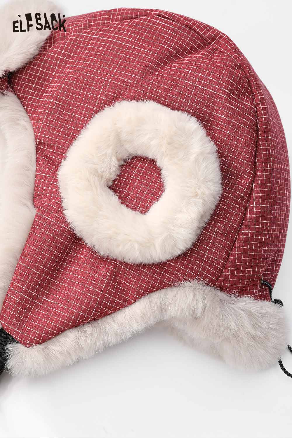ELFSACK Vintage Cute Fine Plaid Plush Lining Ear Flap Ushanka Beanie