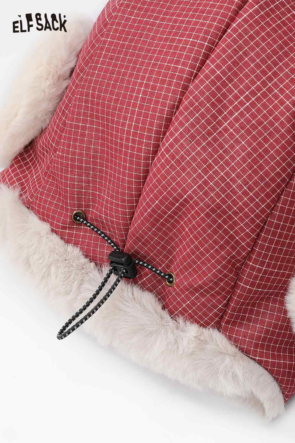 ELFSACK Vintage Cute Fine Plaid Plush Lining Ear Flap Ushanka Beanie