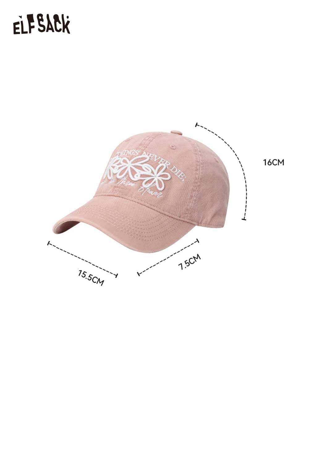 ELFSACK Vintage Washed Cotton Baseball Cap with Cute Flower Embroidery