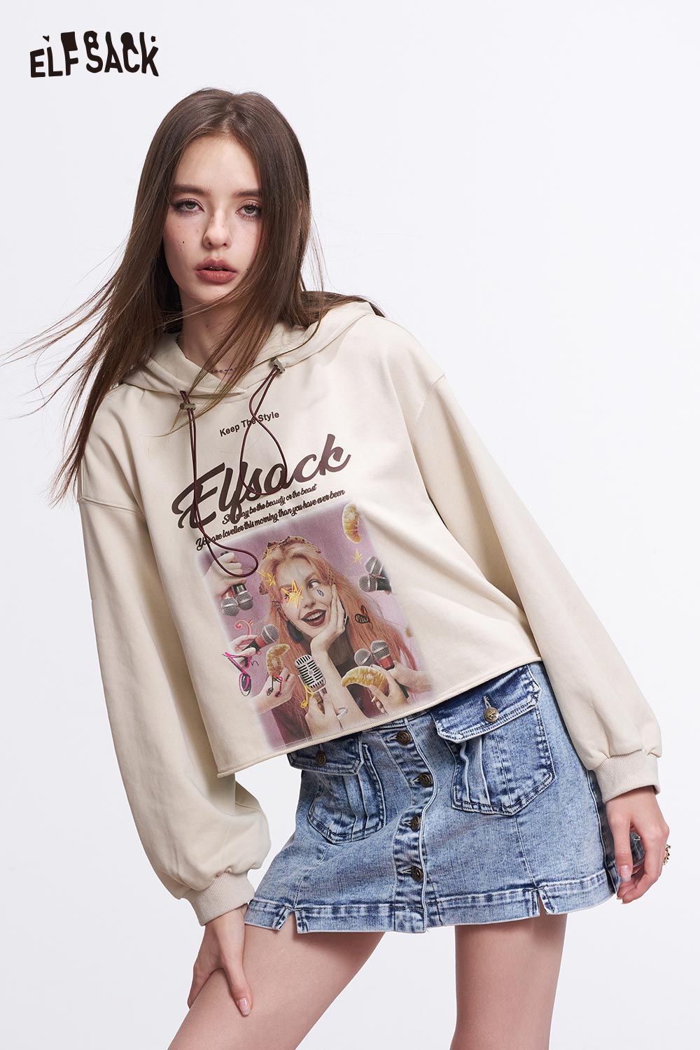 ELFSACK Vintage Graphic Hoodie
