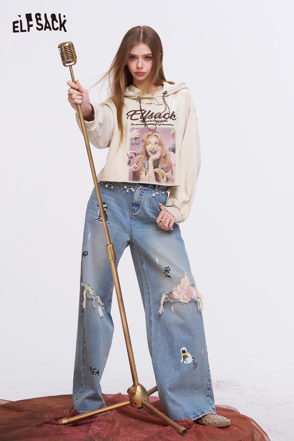 ELFSACK Vintage Graphic Hoodie