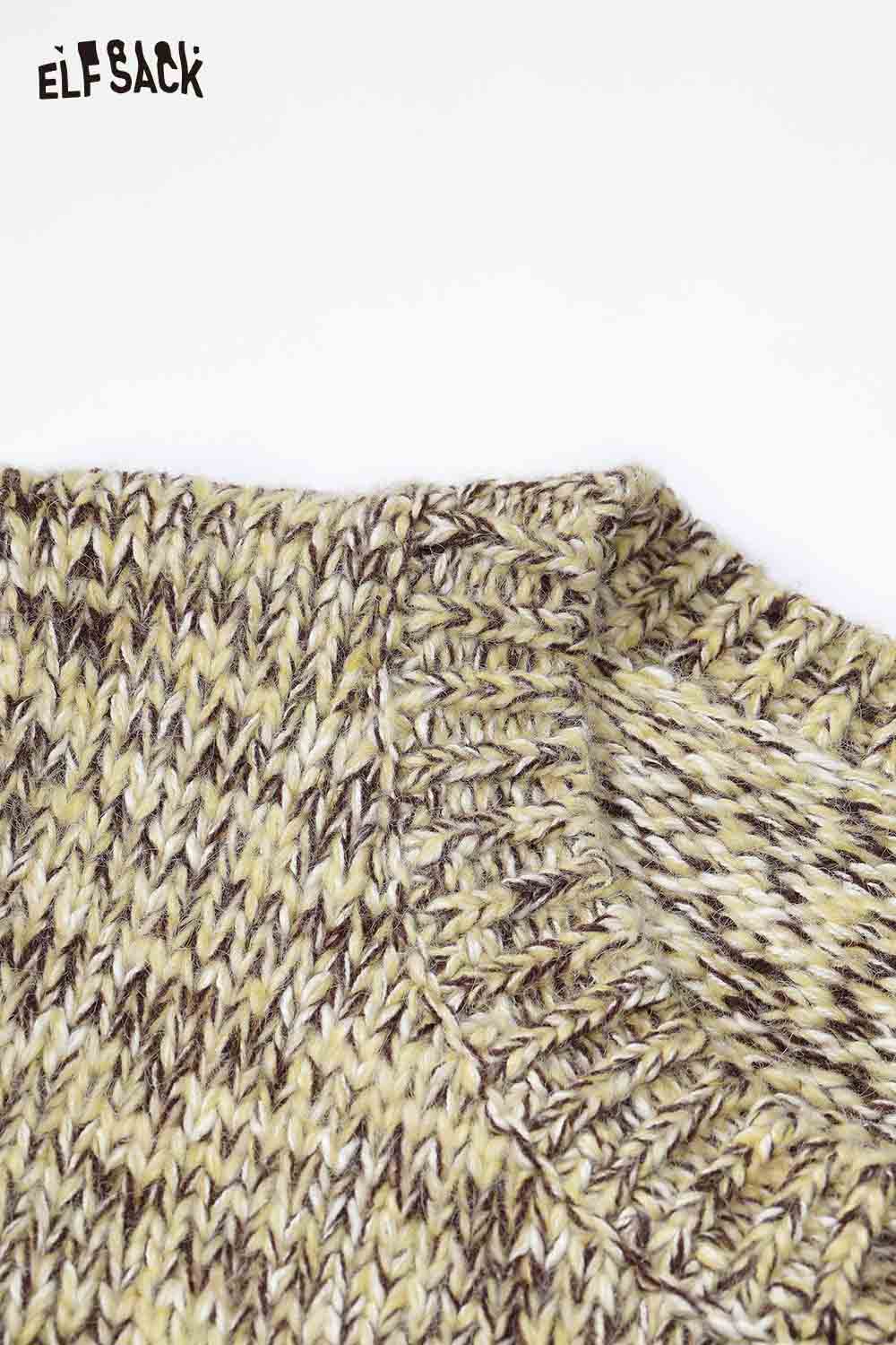 ELFSACK Vintage Jacquard Bear Embroidery Vest Early Spring Faux Cashmere