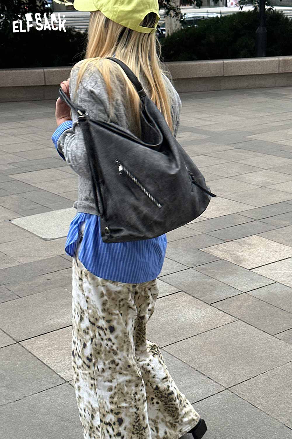 ELFSACK Vintage Large Capacity Crossbody Backpack Tote Bag