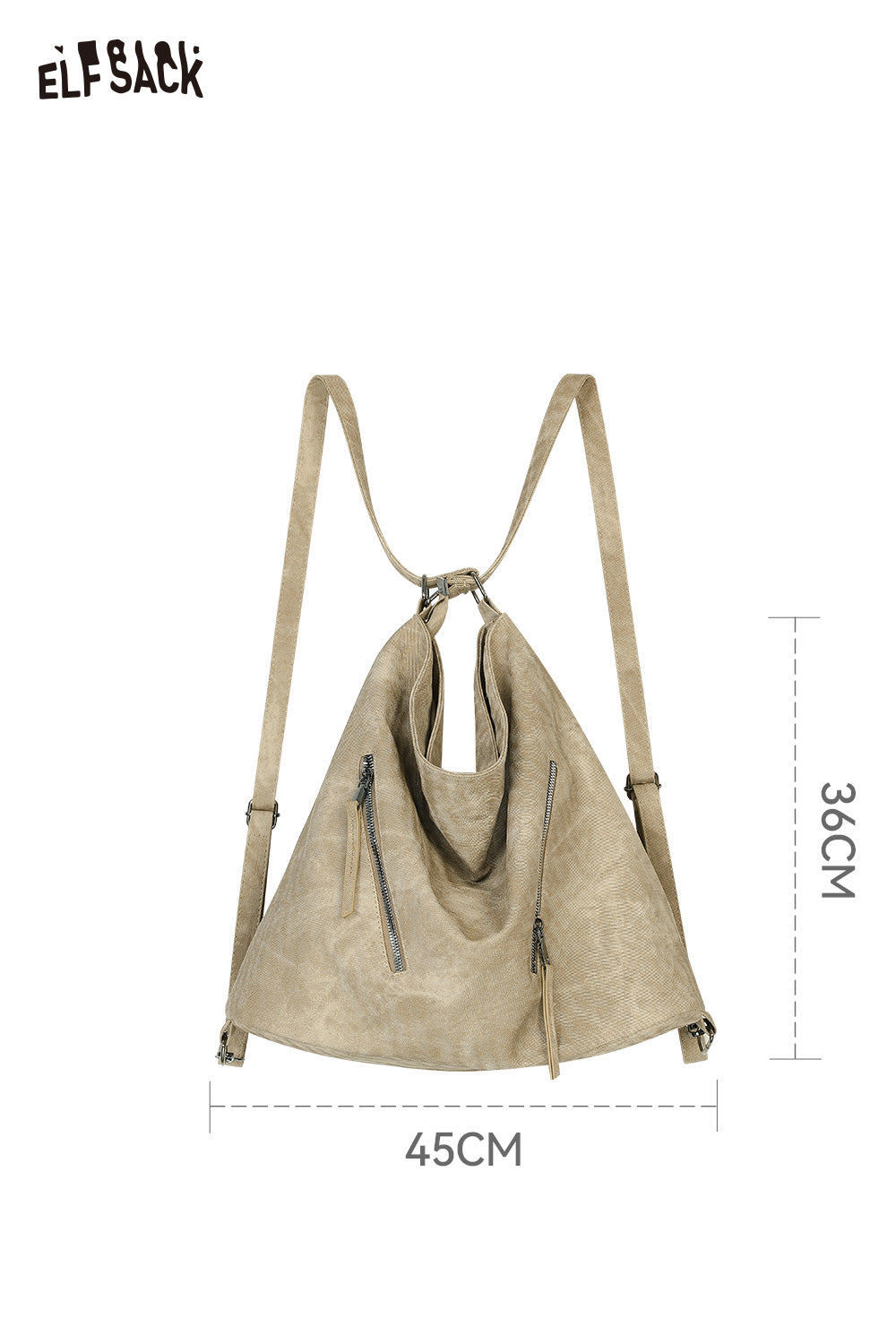 ELFSACK Vintage Large Capacity Crossbody Backpack Tote Bag