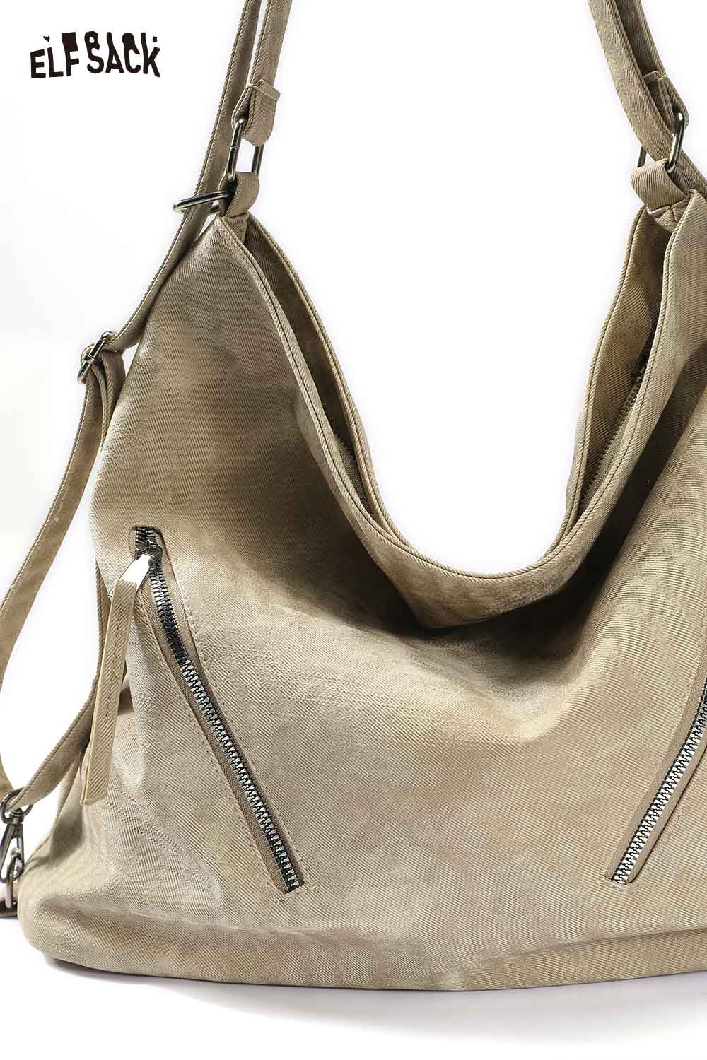 ELFSACK Vintage Large Capacity Crossbody Backpack Tote Bag