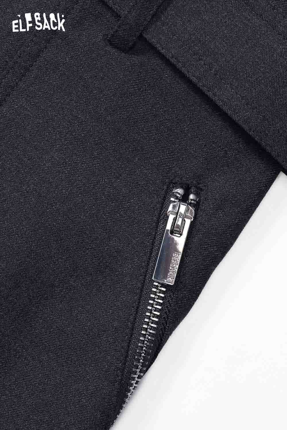 ELFSACK Vintage Loose Casual Pleated Wide Leg Cargo Pants Trousers