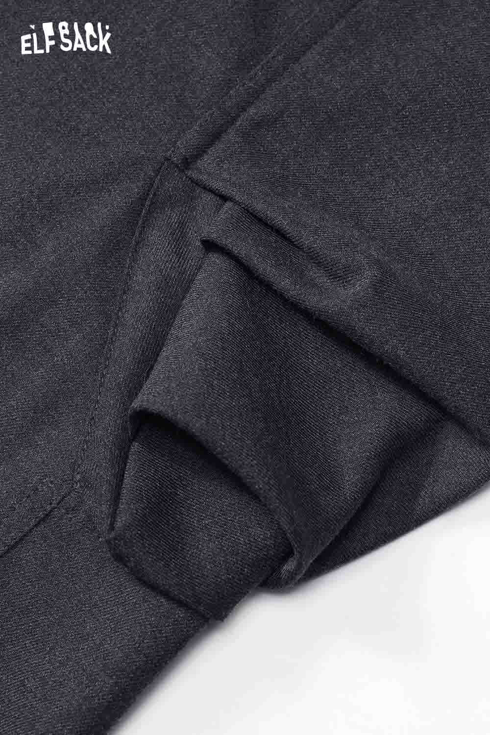 ELFSACK Vintage Loose Casual Pleated Wide Leg Cargo Pants Trousers