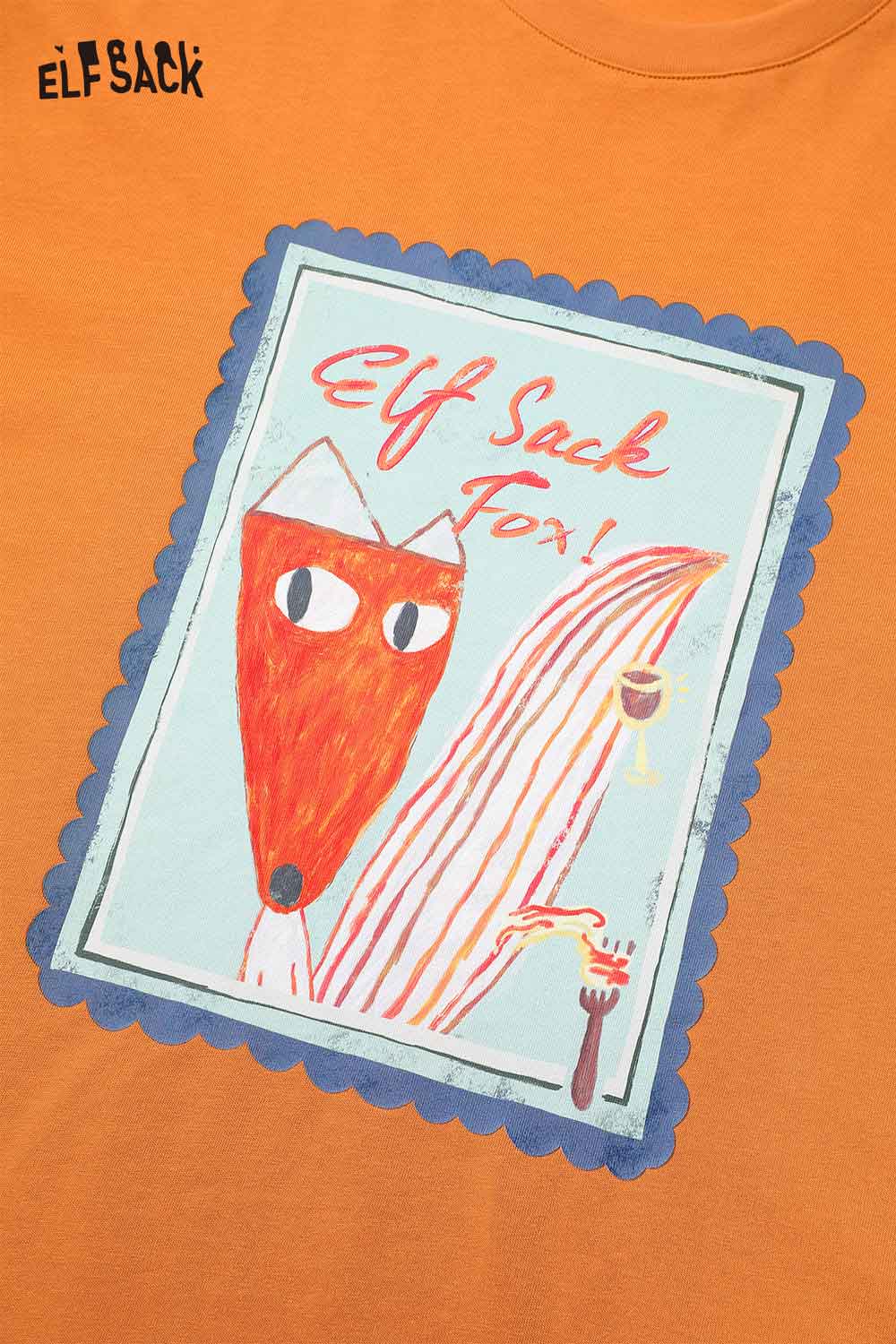 ELFSACK Vintage Poster Print Graphic Tee with Fox Motif