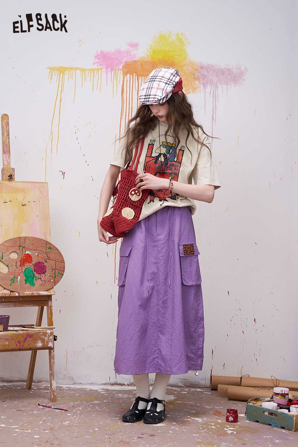 ELFSACK Vintage Poster Print Graphic Tee with Relaxed Fit