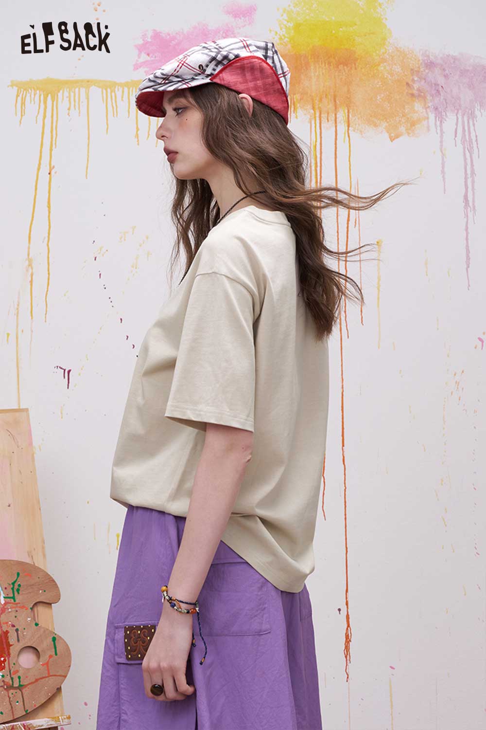 ELFSACK Vintage Poster Print Graphic Tee with Relaxed Fit