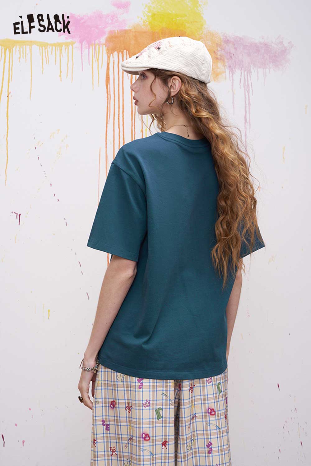 ELFSACK Vintage Poster Print Graphic Tee with Relaxed Fit