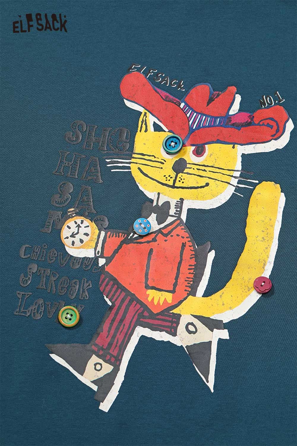 ELFSACK Vintage Poster Print Graphic Tee with Relaxed Fit