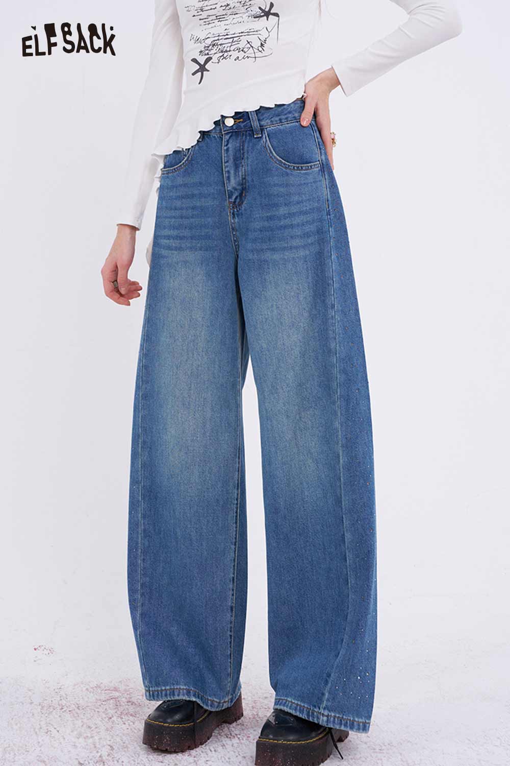 ELFSACK Vintage Washed Baggy Jeans
