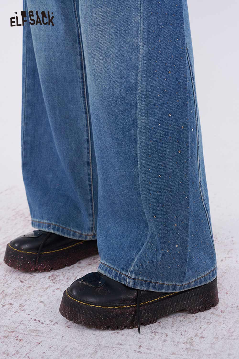 ELFSACK Vintage Washed Baggy Jeans