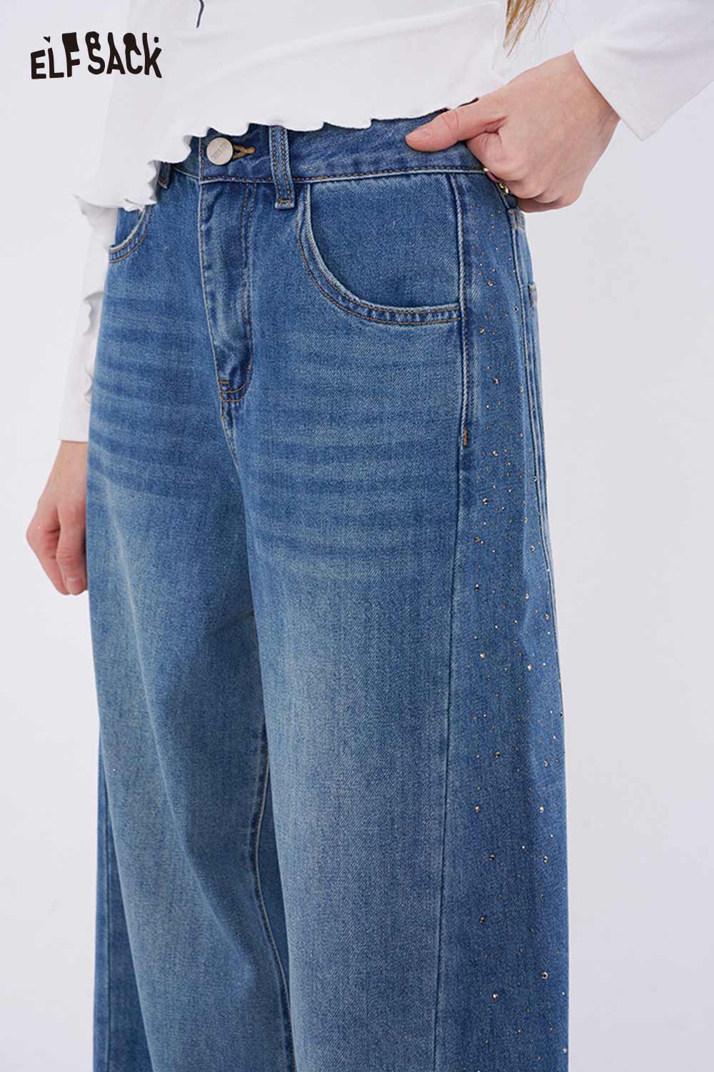 ELFSACK Vintage Washed Baggy Jeans