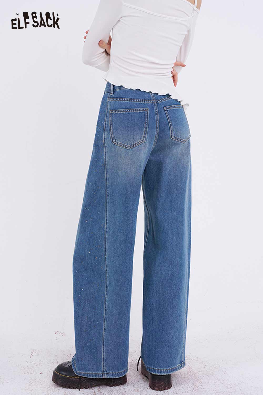 ELFSACK Vintage Washed Baggy Jeans