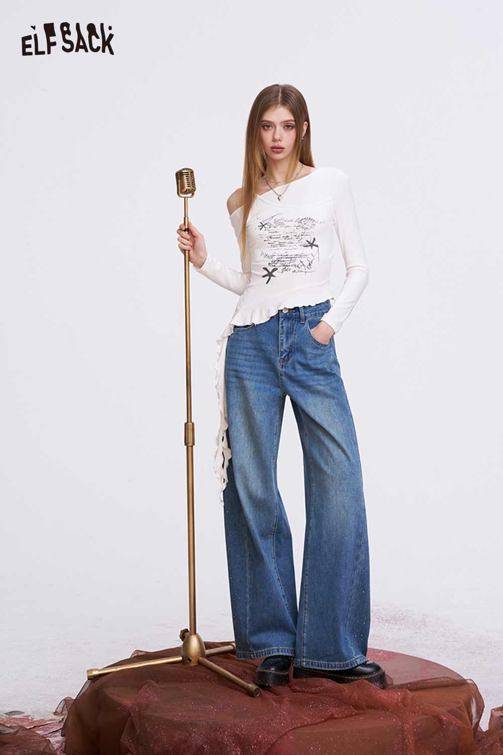 ELFSACK Vintage Washed Baggy Jeans