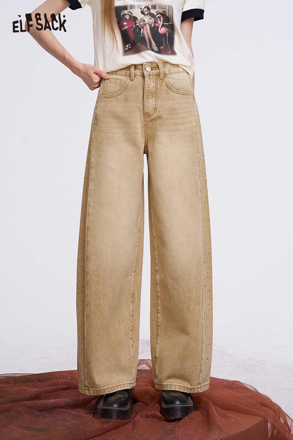 ELFSACK Vintage Washed Baggy Jeans