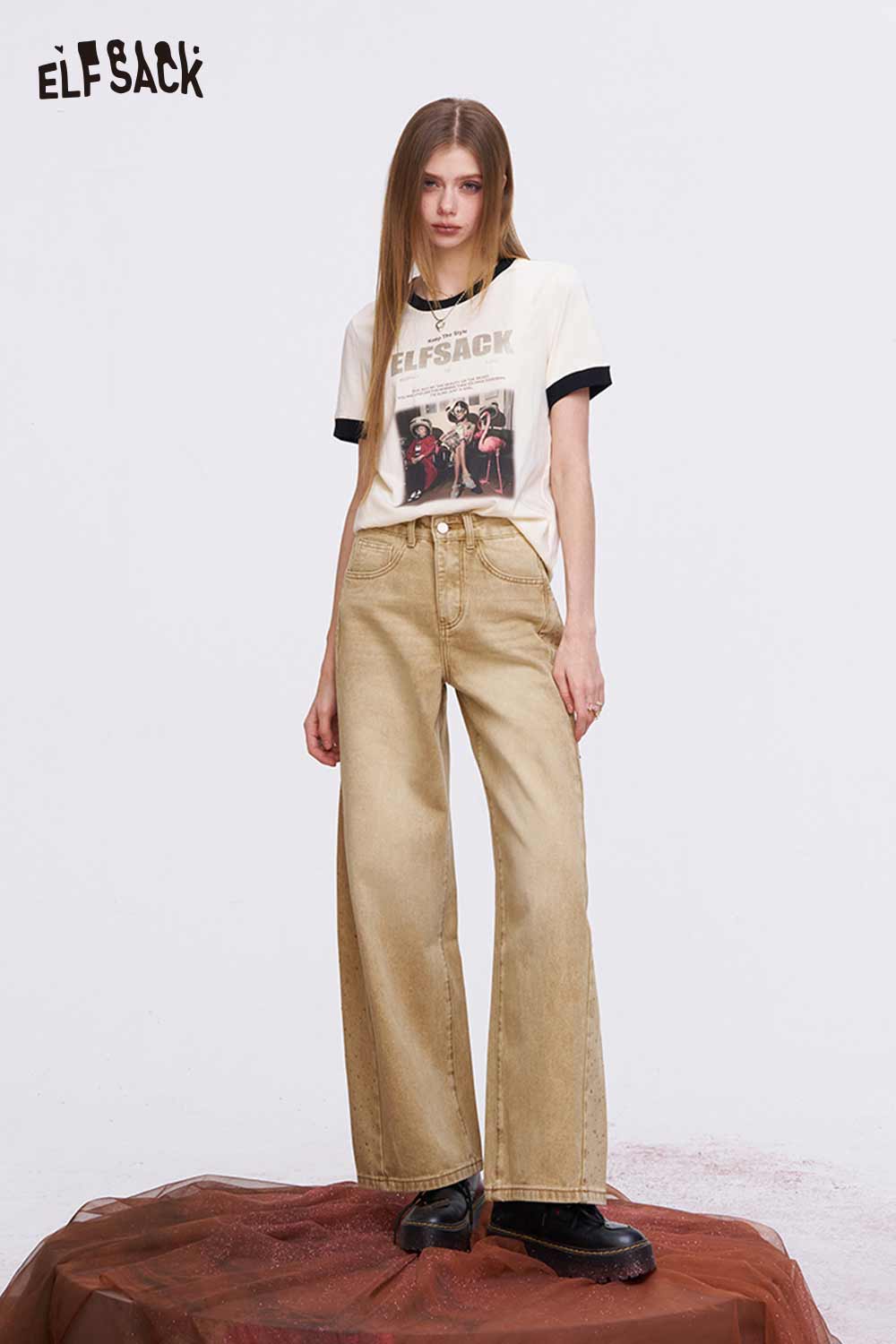 ELFSACK Vintage Washed Baggy Jeans