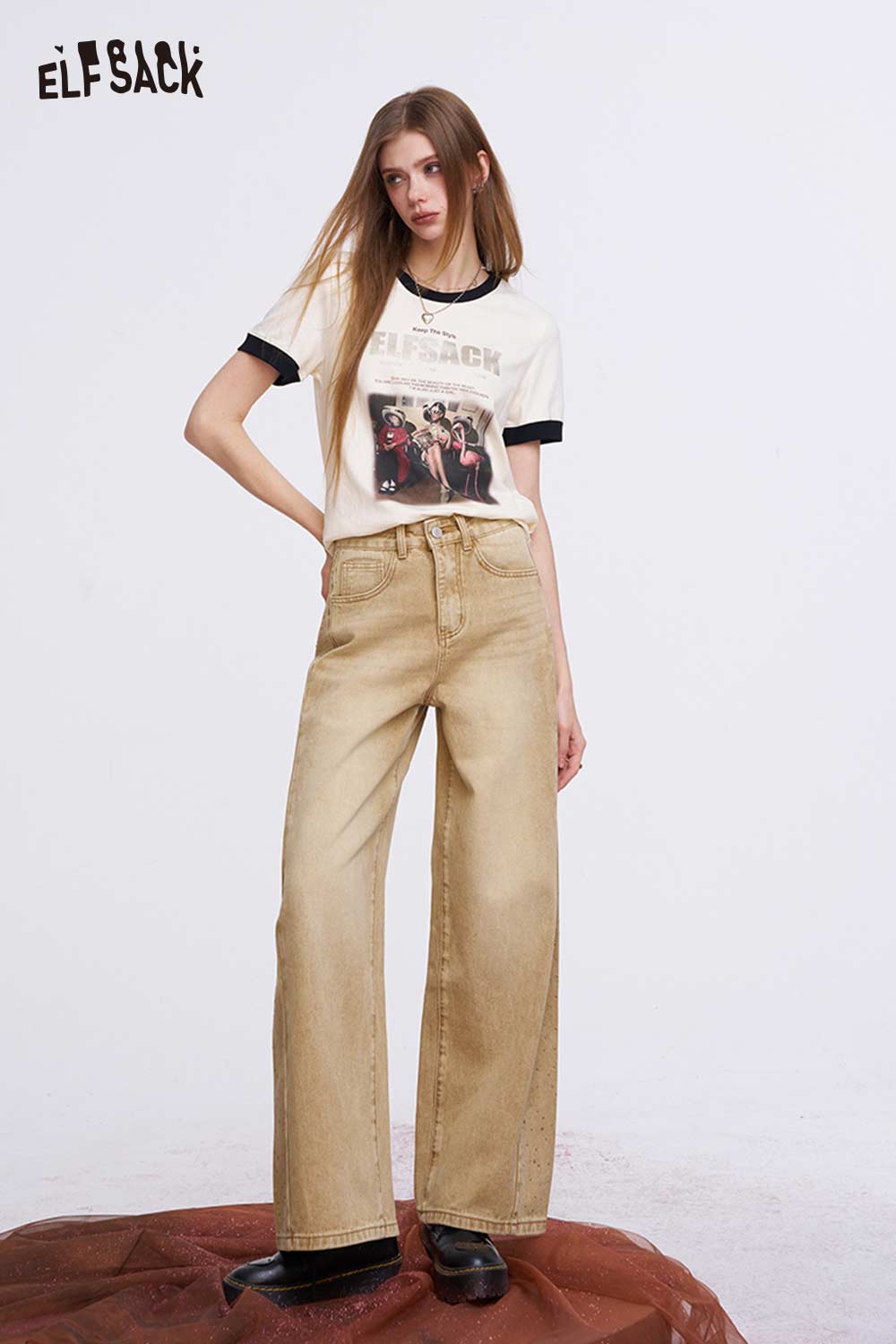 ELFSACK Vintage Washed Baggy Jeans