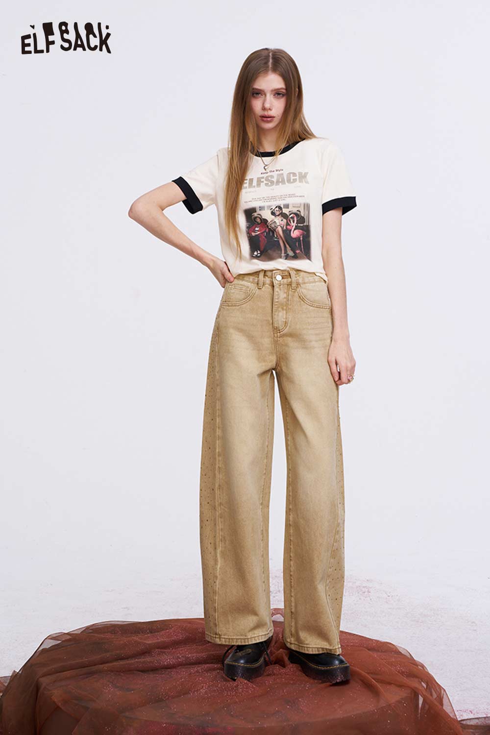 ELFSACK Vintage Washed Baggy Jeans