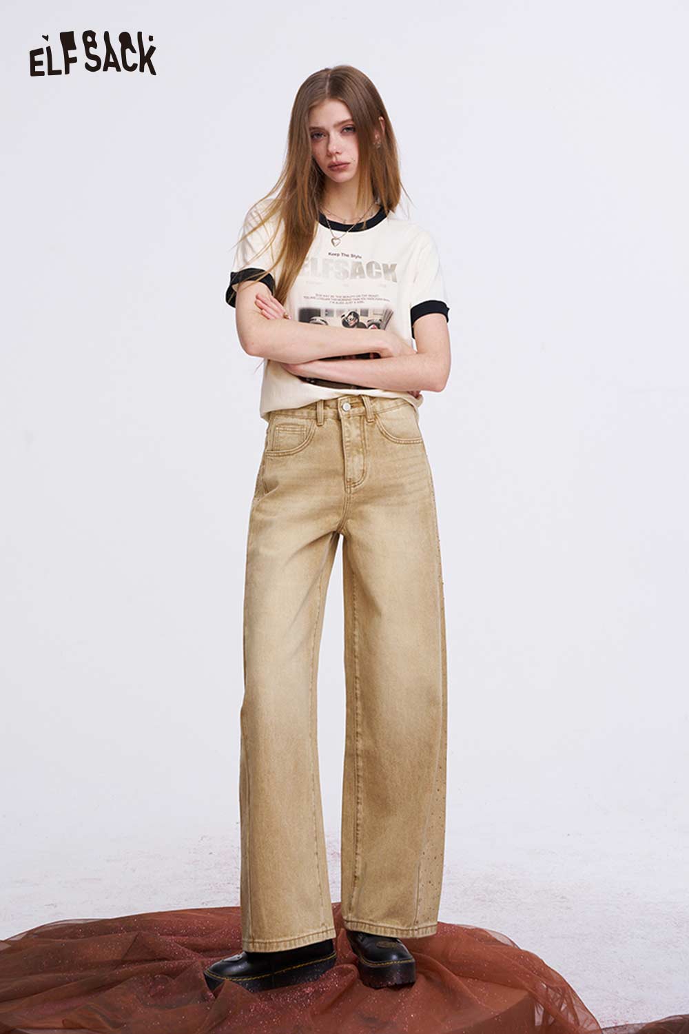 ELFSACK Vintage Washed Baggy Jeans