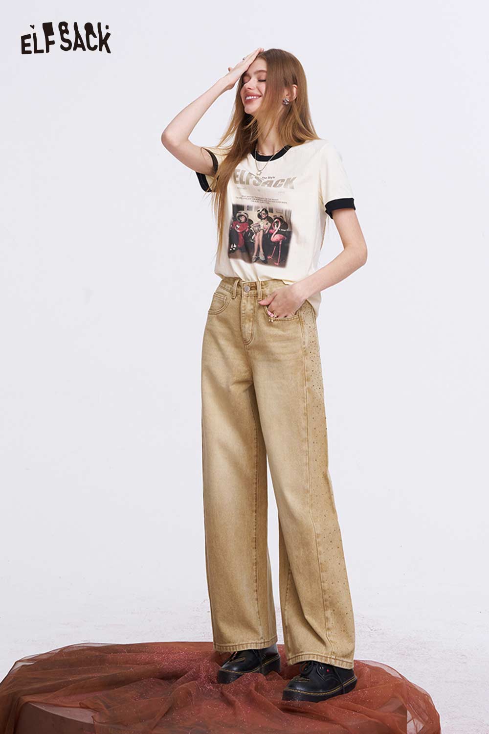 ELFSACK Vintage Washed Baggy Jeans