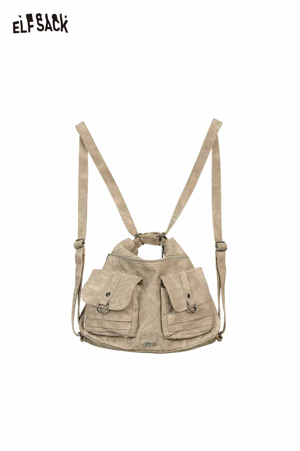 ELFSACK Vintage Washed Leather Shoulder Bag