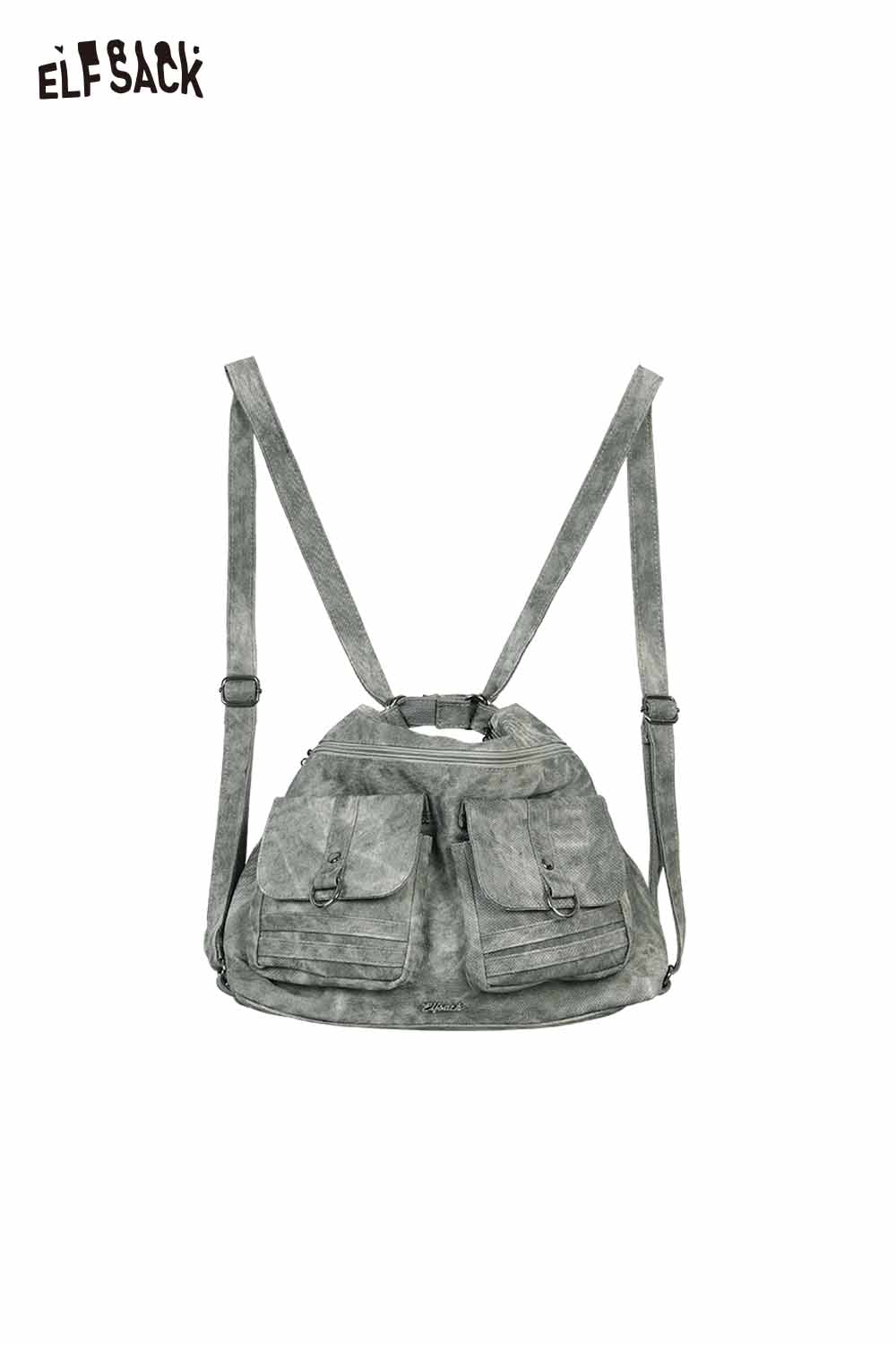 ELFSACK Vintage Washed Leather Shoulder Bag
