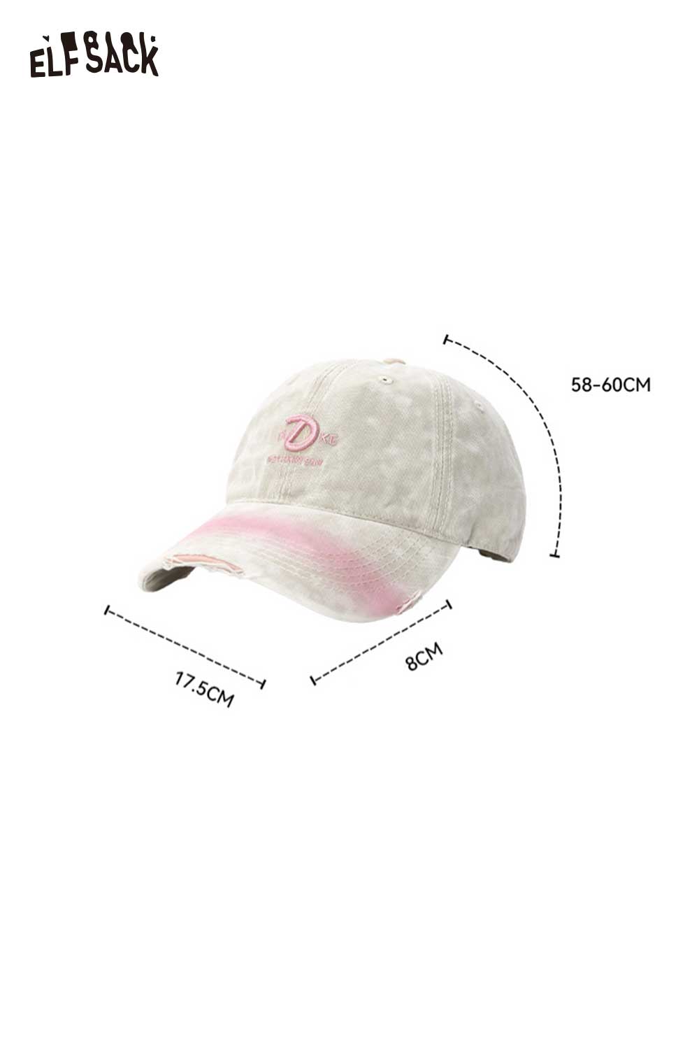 ELFSACK Washed Gradient Letter Embroidery Baseball Cap
