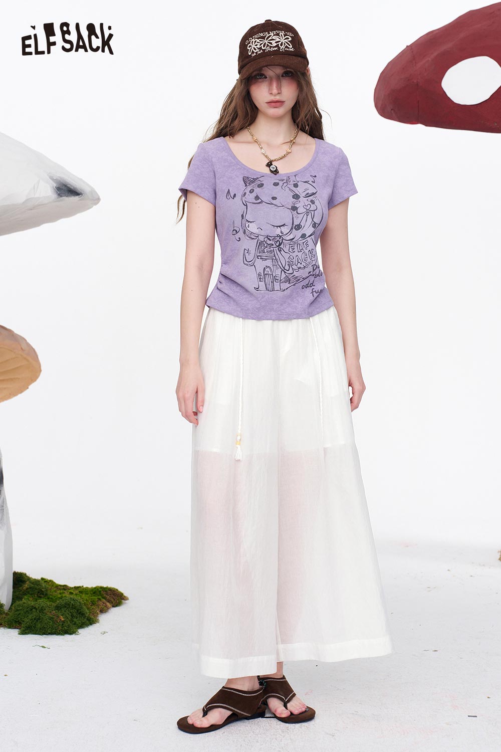 ELFSACK Wide Leg Drawstring Summer Pants