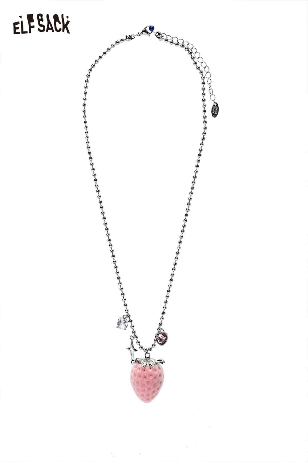 ELFSACK Women's Pink Strawberry Pendant Necklace