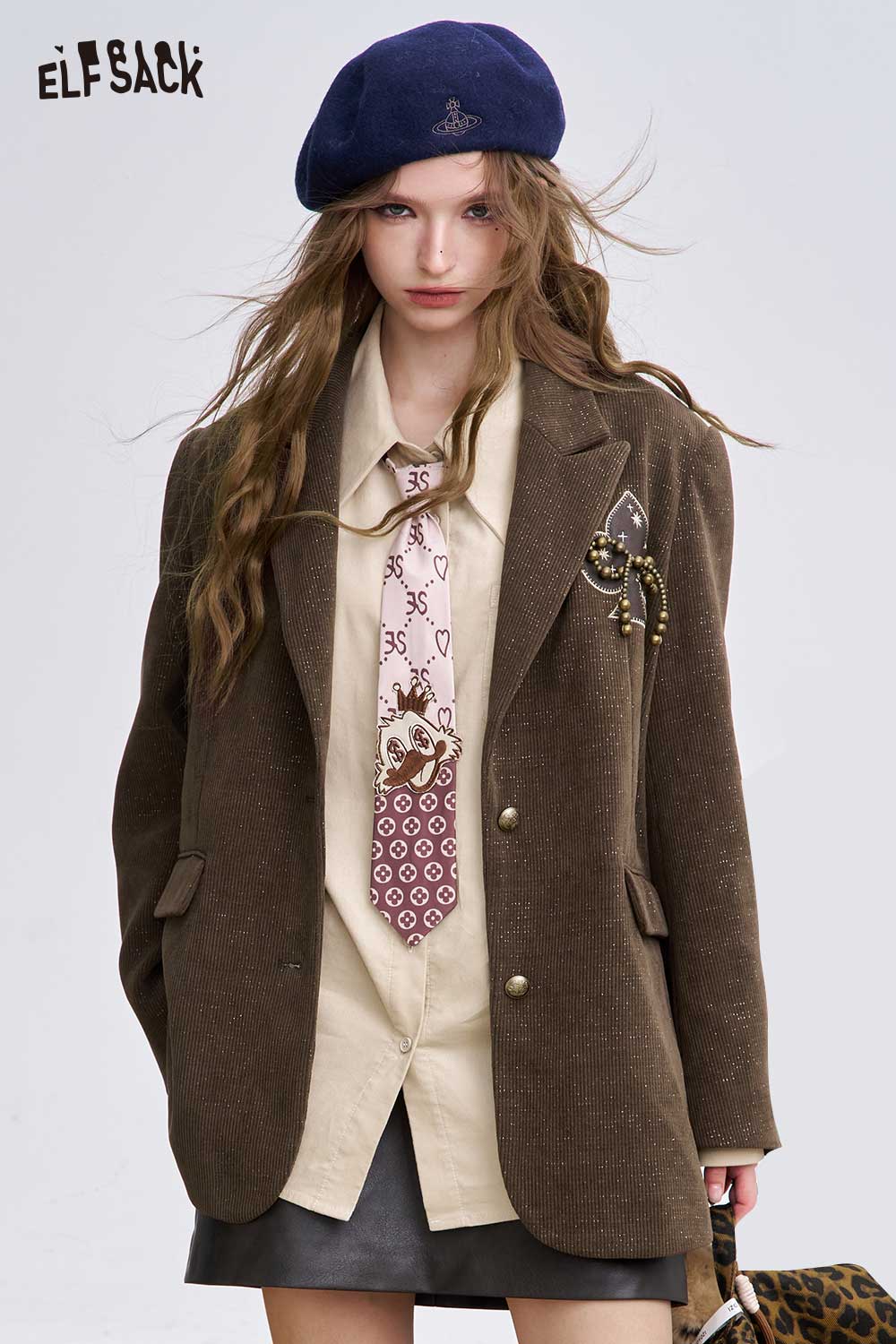 ELFSACK Soft Bowknot Accessory Blazer