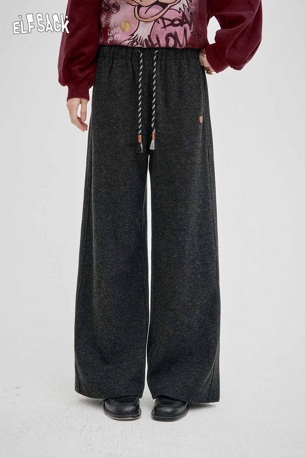 ELFSACK Soft Straight Elastic Drawstring Long Pants