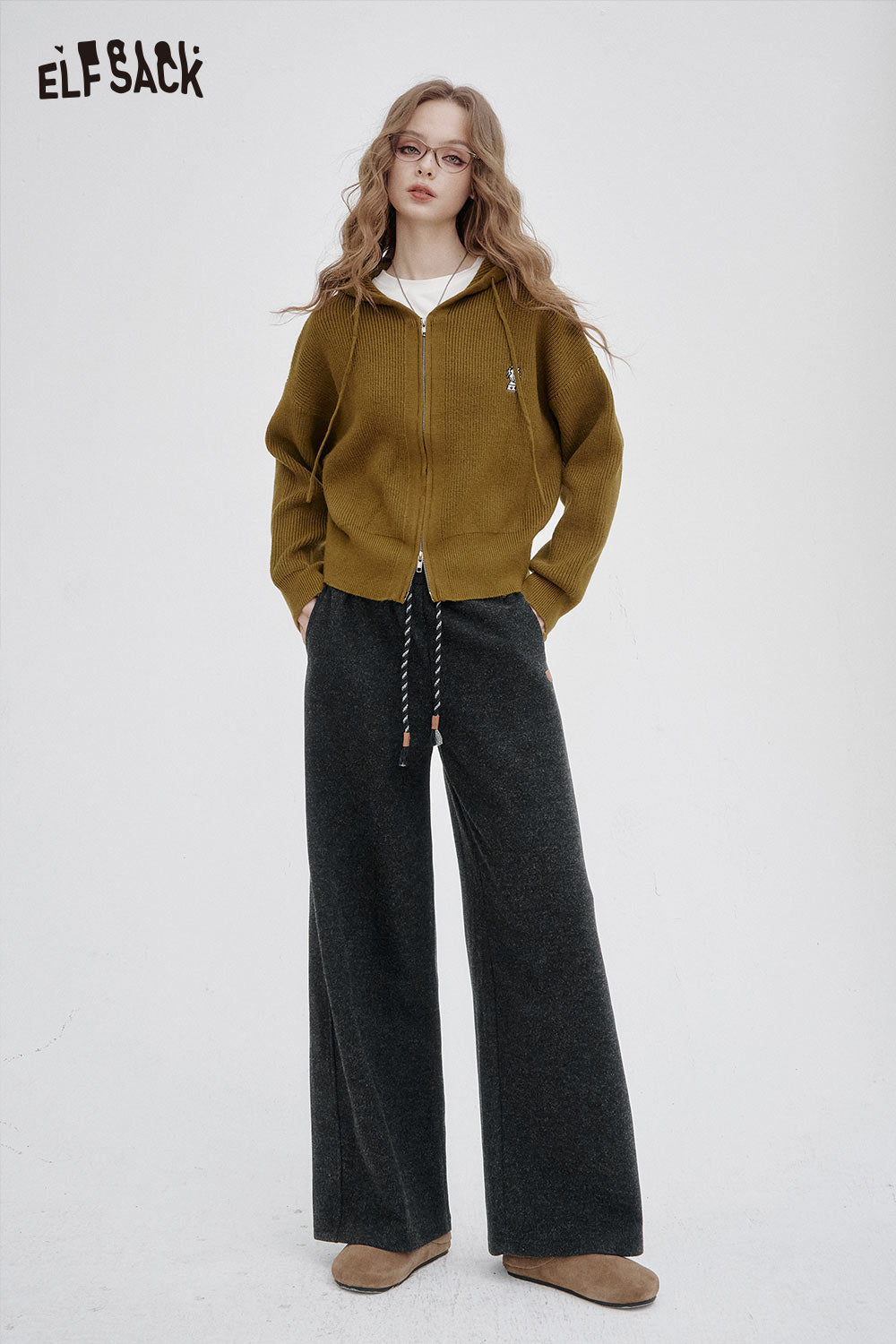 ELFSACK Soft Straight Elastic Drawstring Long Pants