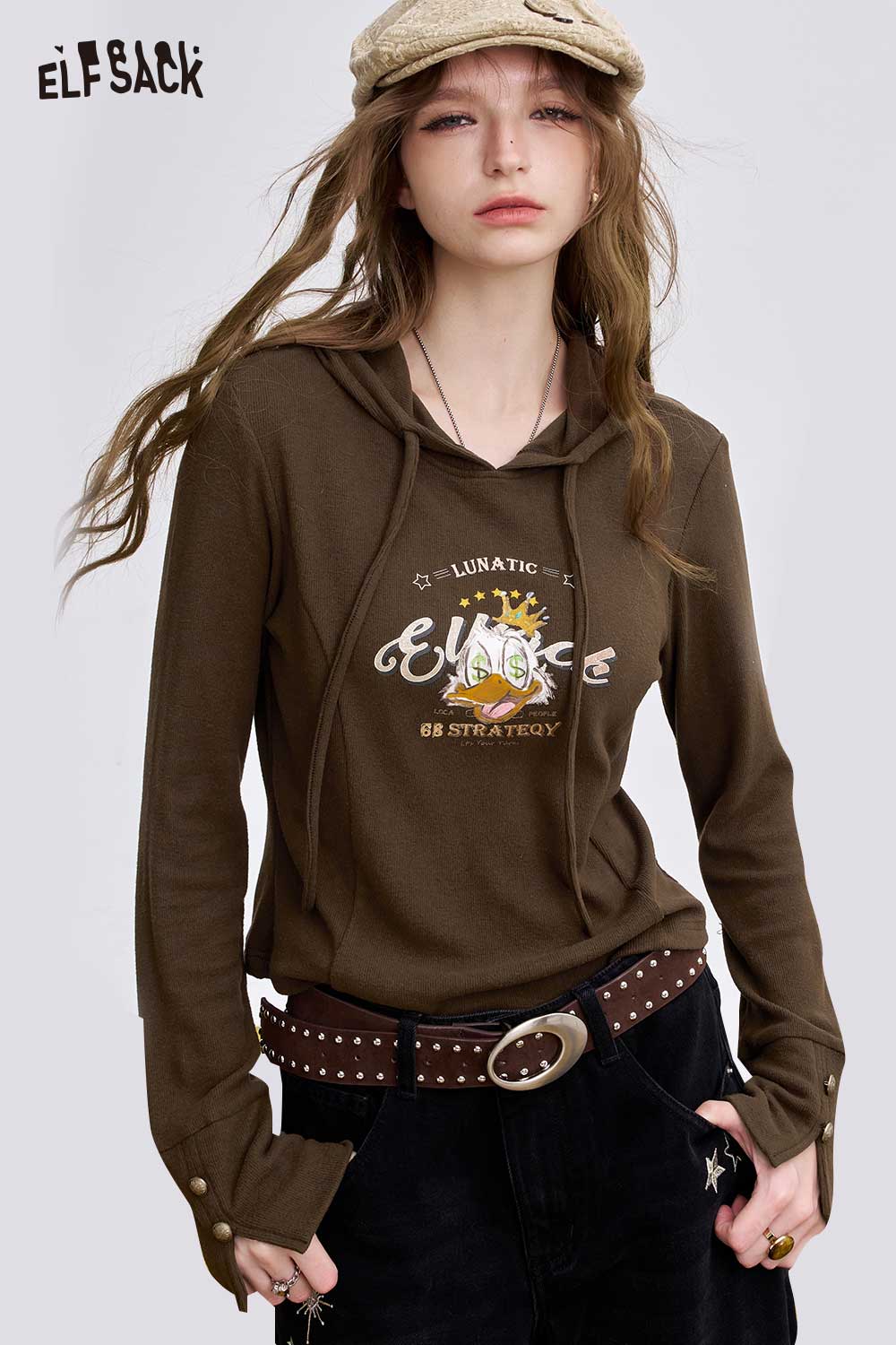 ELFSACK Light Slim Fit Graphic Long Sleeve Tshirt