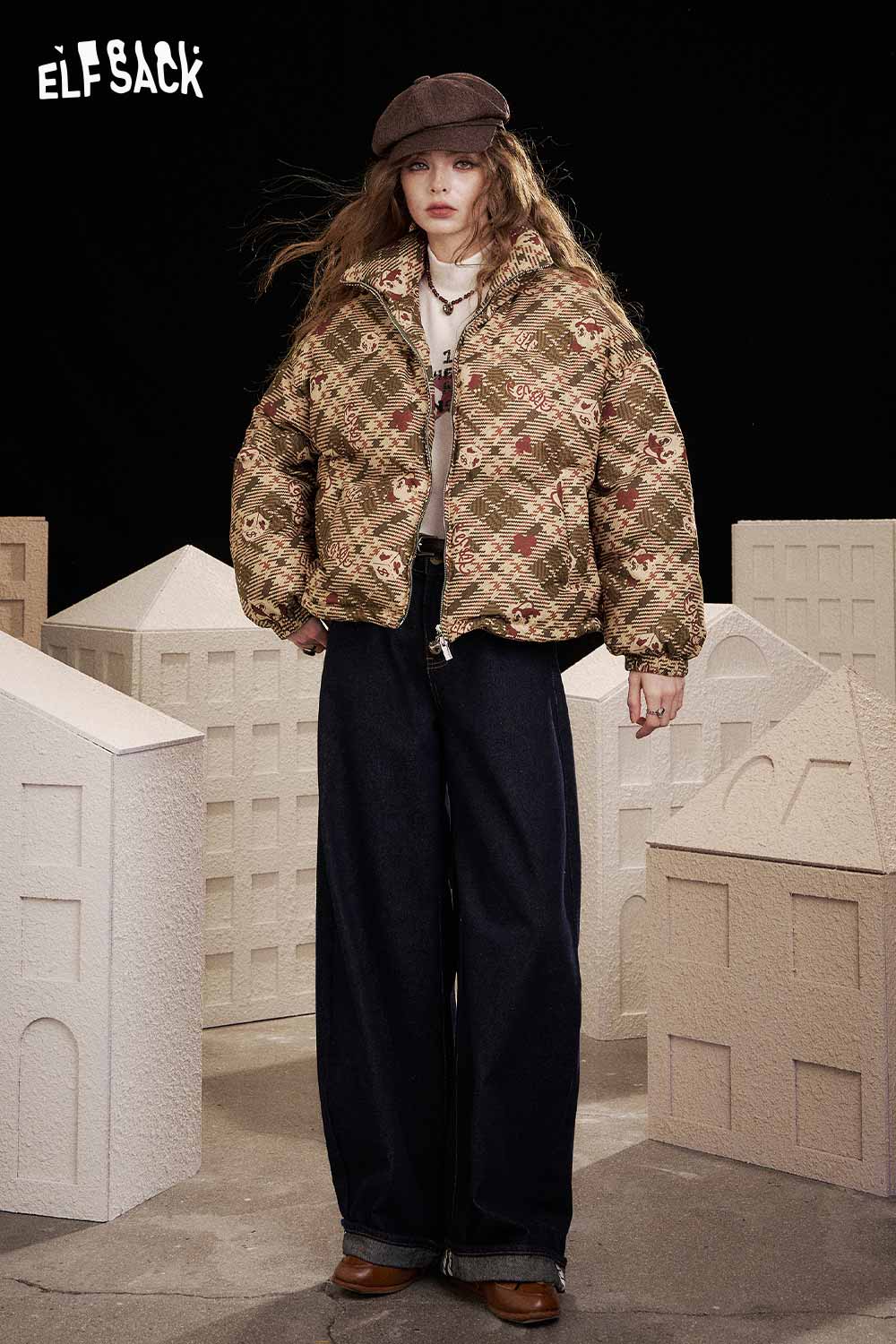 ELFSACK Soft Reversible Short Down Jacket