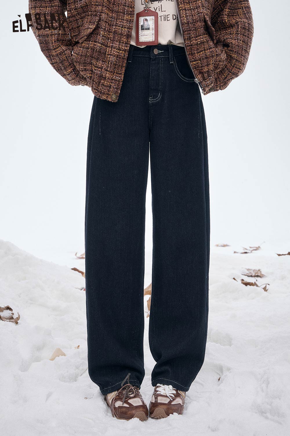 ELFSACK Soft Classic Solid Straight Leg Jeans