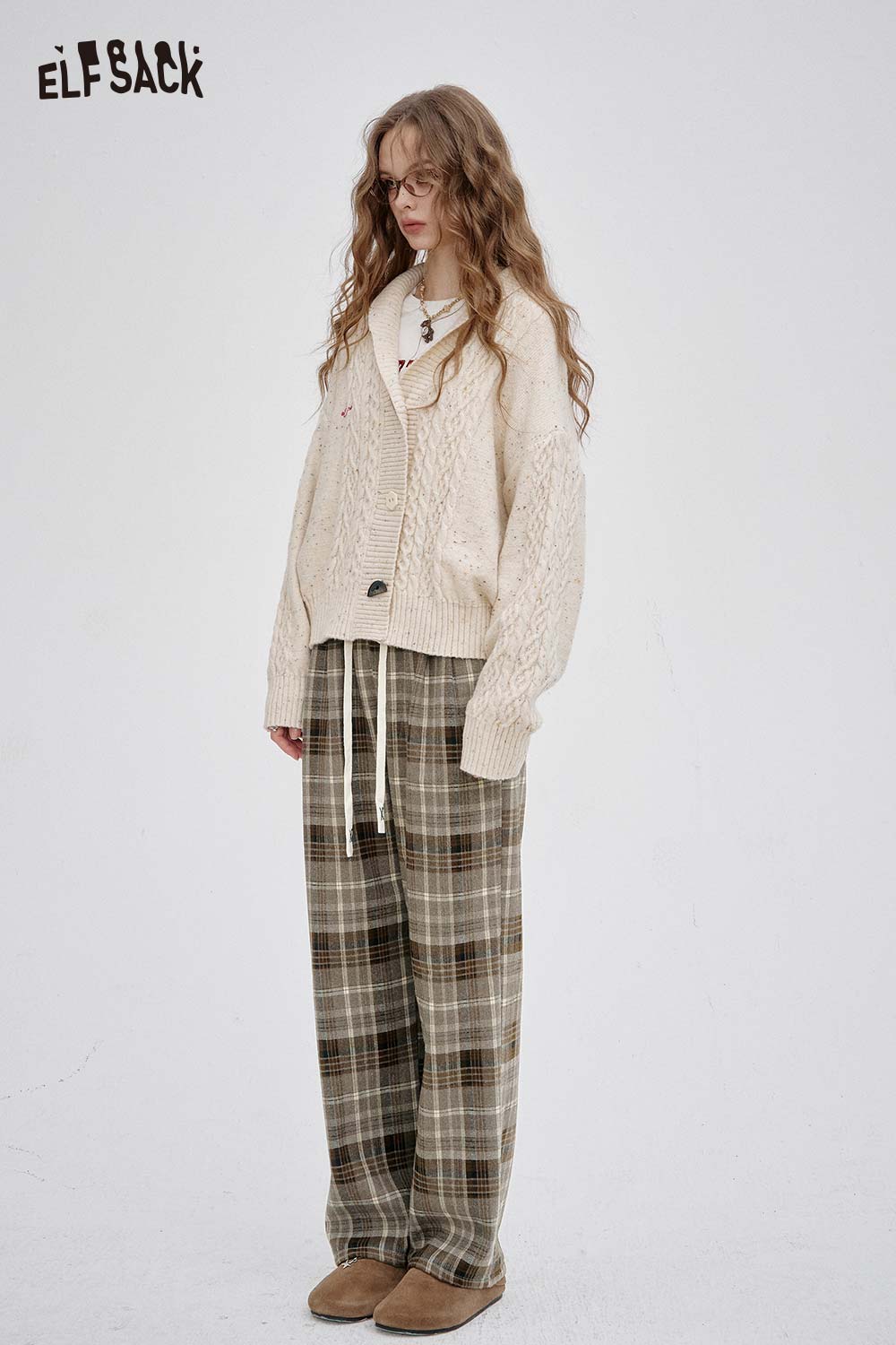 ELFSACK Soft Stripe Elastic Drawstring Long Pants