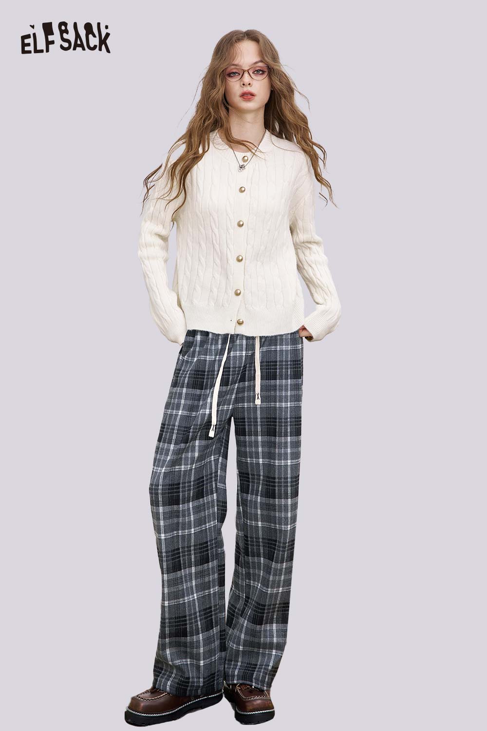 ELFSACK Soft Stripe Elastic Drawstring Long Pants
