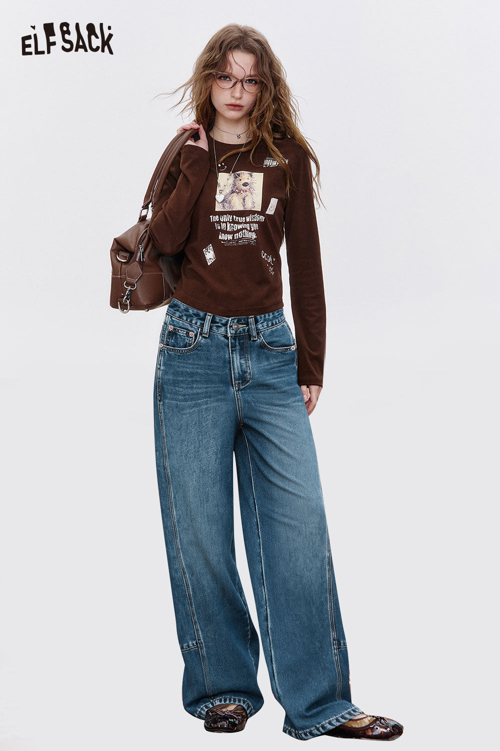ELFSACK Cotton Blend Denim Washed Vintage Finish Relaxed Fit Jeans
